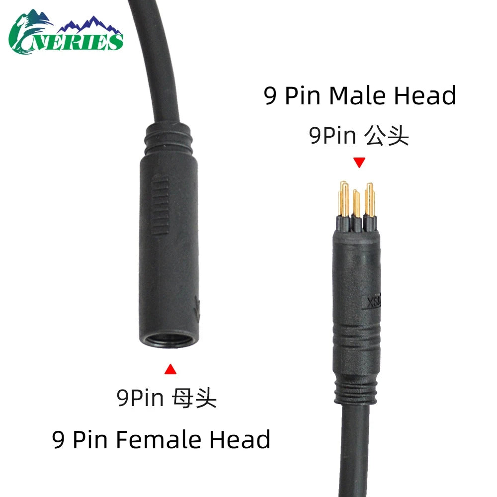2026 - 9Pin E-Bike Motor Waterproof Extension Cable Wire Male to Female Adapter Lead for Electric Bike Front Rear Drive Line