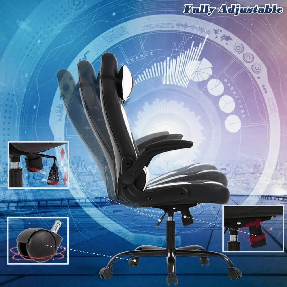 PC Gaming Chair Ergonomic Oice Chair Desk Chair with Lumbar Support lip Up Arms rest PU Leather Executive High Back Computer Cha