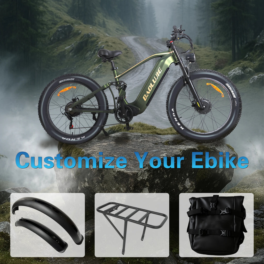 Electric Bike Adult 26" Fat Tire 5000W Peak Dual Motor Electric Bicycle 35MPH 52V 23AH Battery Dual Disc Brake Mountain E Bike