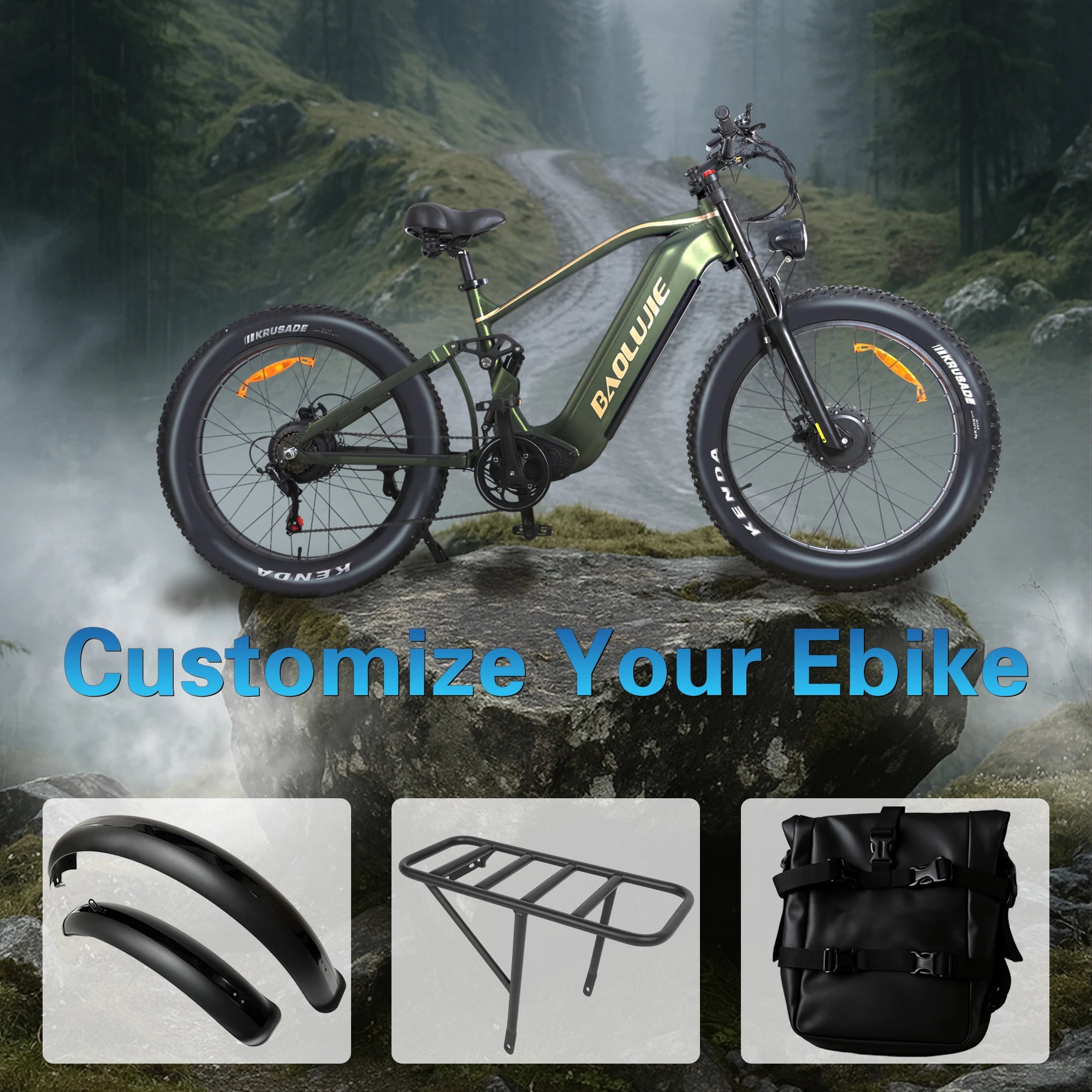 Electric Bike Adult 26" Fat Tire 5000W Peak Dual Motor Electric Bicycle 35MPH 52V 23AH Battery Dual Disc Brake Mountain E Bike