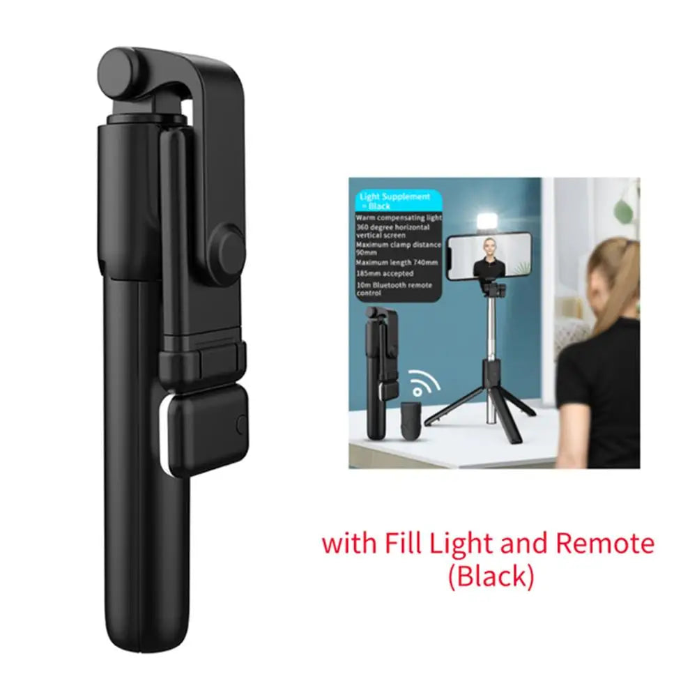 Wireless Selfie Stick Foldable Tripod Stand With Bluetooth Remote Extendable Tripod With LED Light For Cell Phone Live Streaming