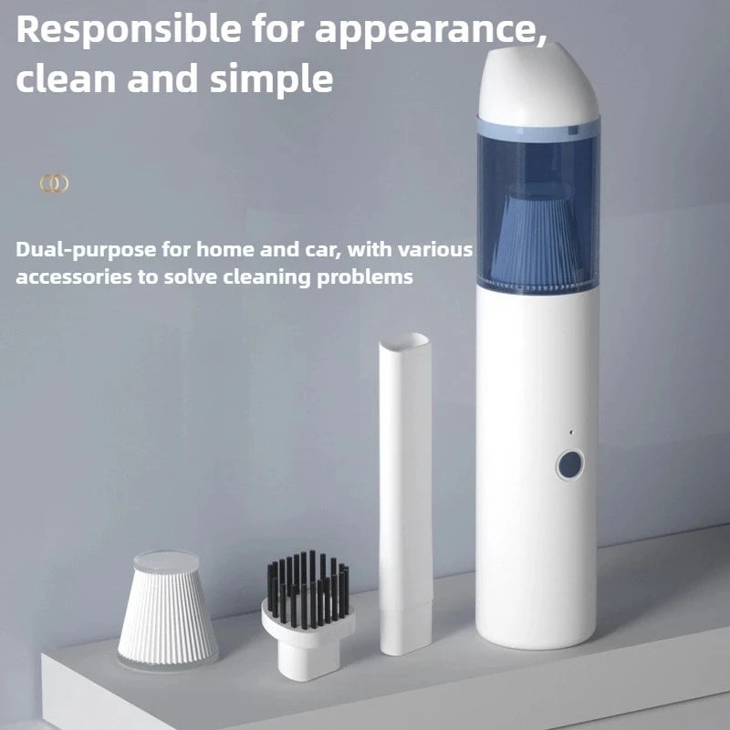Portable Mini Handheld Cordless Car Vacuum Cleaner with Wireless Charging for Home and Desktop Use