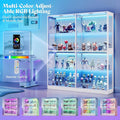 RGB Display Cabinet with Adjustable Glass Shelves, 4-Tier Storage Case with LED Lights & Press-to-Open Doors, Modern Display