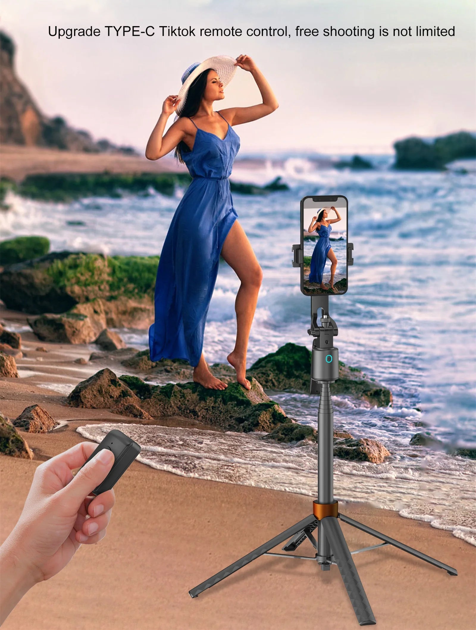 180cm/70.9in Tall 360°Rotation Gimbals Stabilizer Bluetooth Selfie Stick Face Track Phone Holder Tripod for Mobile Camera GoPro
