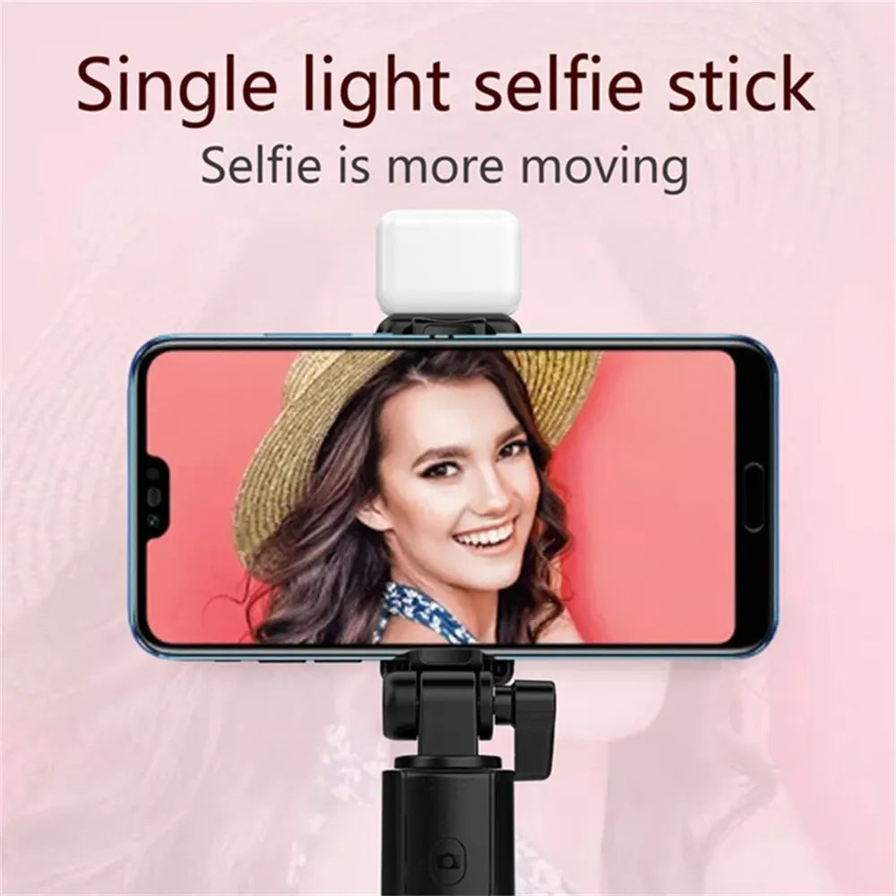 Wireless Selfie Stick Foldable Tripod Stand With Bluetooth Remote Extendable Tripod With LED Light For Cell Phone Live Streaming
