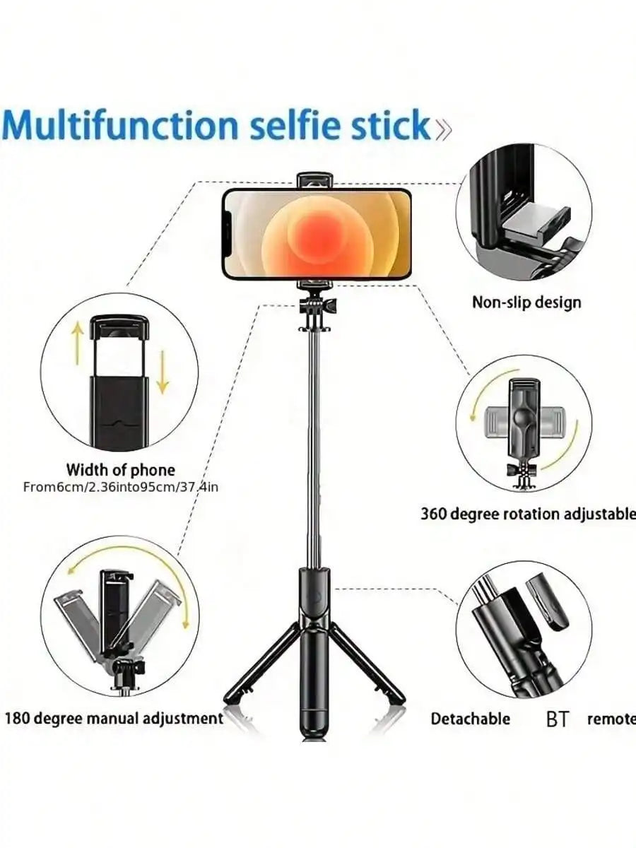 1PC Selfie Stick Wireless Selfie Stick With Tripod Stand Selfie Stick , Remote Control, Phone Holder And Built-In Tripod