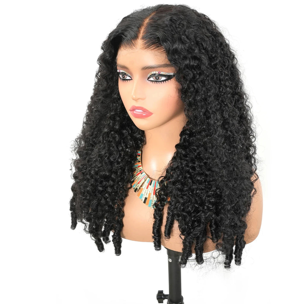 Burmese Curly Hair Wig 1B Black Natural Curly Human Hair Wig Full Machine Made Soft Thick Density Realistic Look Daily Wear