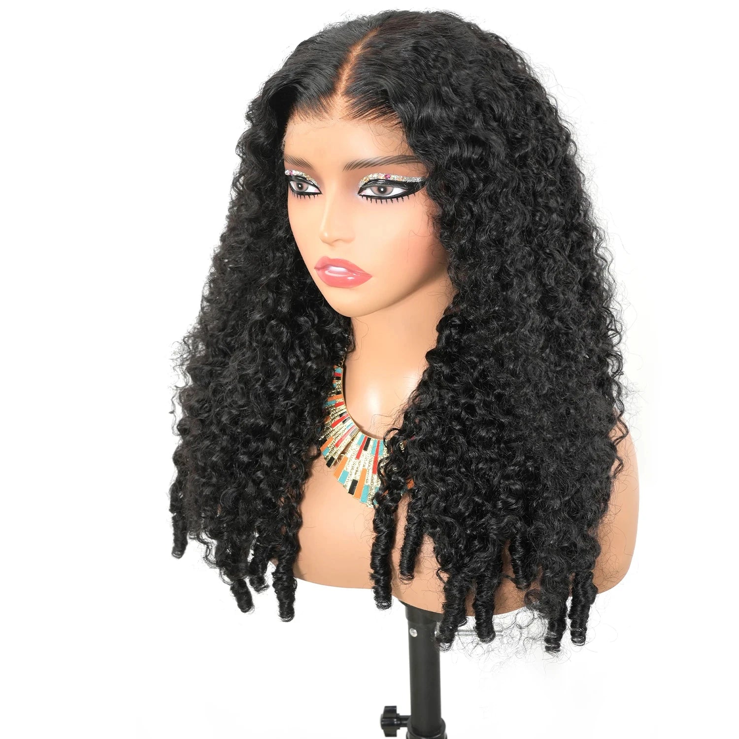 Burmese Curly Hair Wig 1B Black Natural Curly Human Hair Wig Full Machine Made Soft Thick Density Realistic Look Daily Wear
