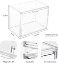Clear Stackable Acrylic Display Case with Magnetic Lid for Collectibles and Cosmetics Storage (5 Pack, X-Large)