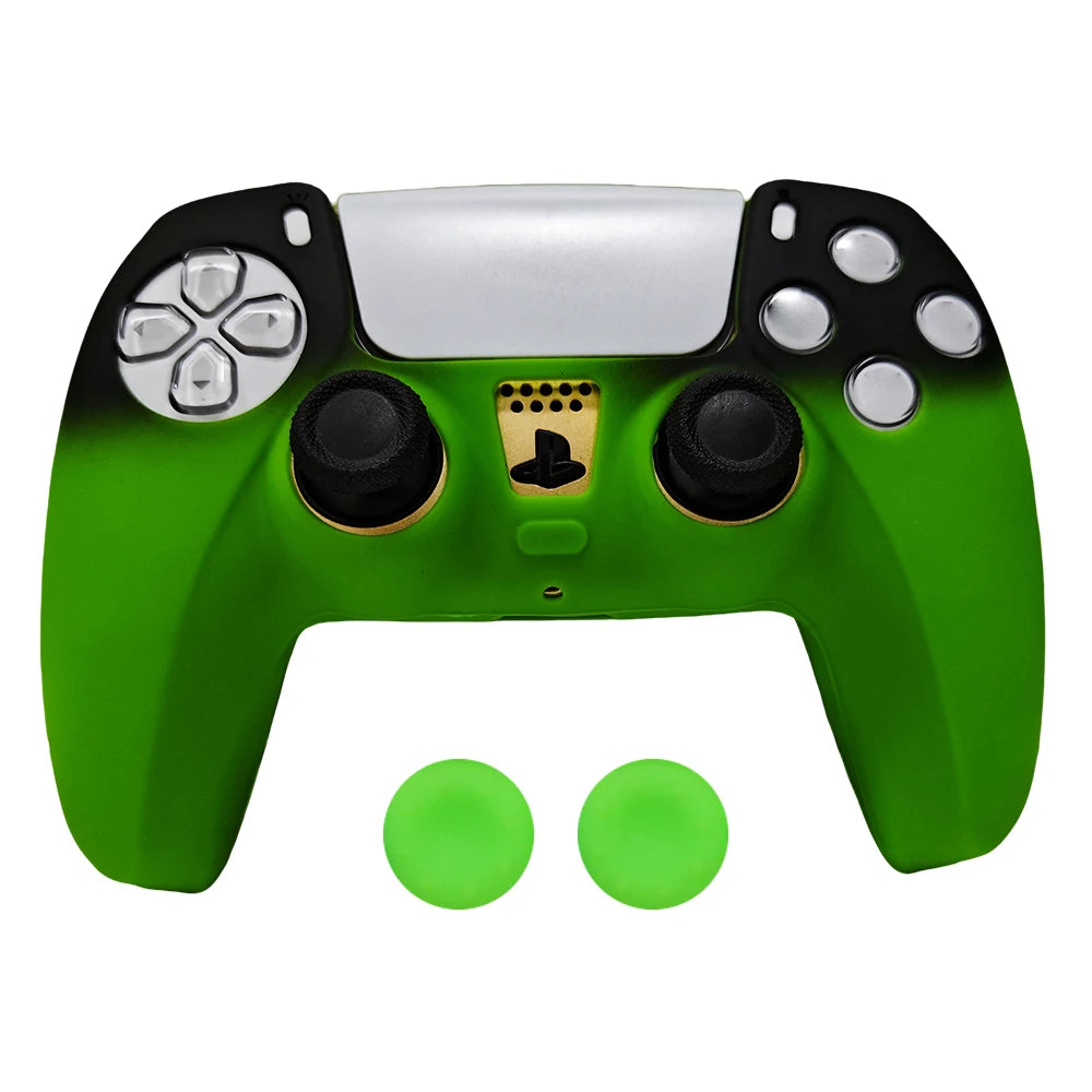 Controller Skin Shell for PS5 Controller Silicone Cover Case with Rubber Thumb Grip Gaps Touch Pad Sticker For PS5 Fit In Dock
