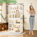 68 White Glass Display Cabinet with RGB LED Lights, 4 Adjustable Shelves for Collectibles and Storage