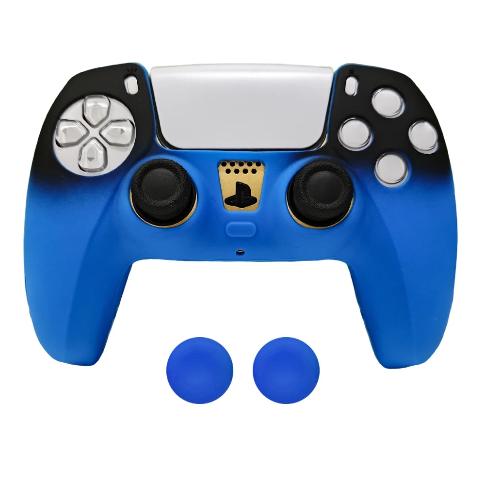 Controller Skin Shell for PS5 Controller Silicone Cover Case with Rubber Thumb Grip Gaps Touch Pad Sticker For PS5 Fit In Dock