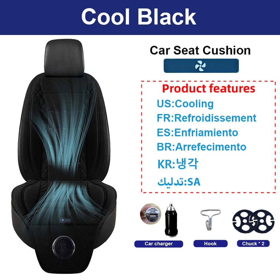 Car Air Condition 2-in-1Cool Seat Cushion Ventilation Heated Seat Backrest Inhaling External Fan Blow Easy To Install Seat Pad