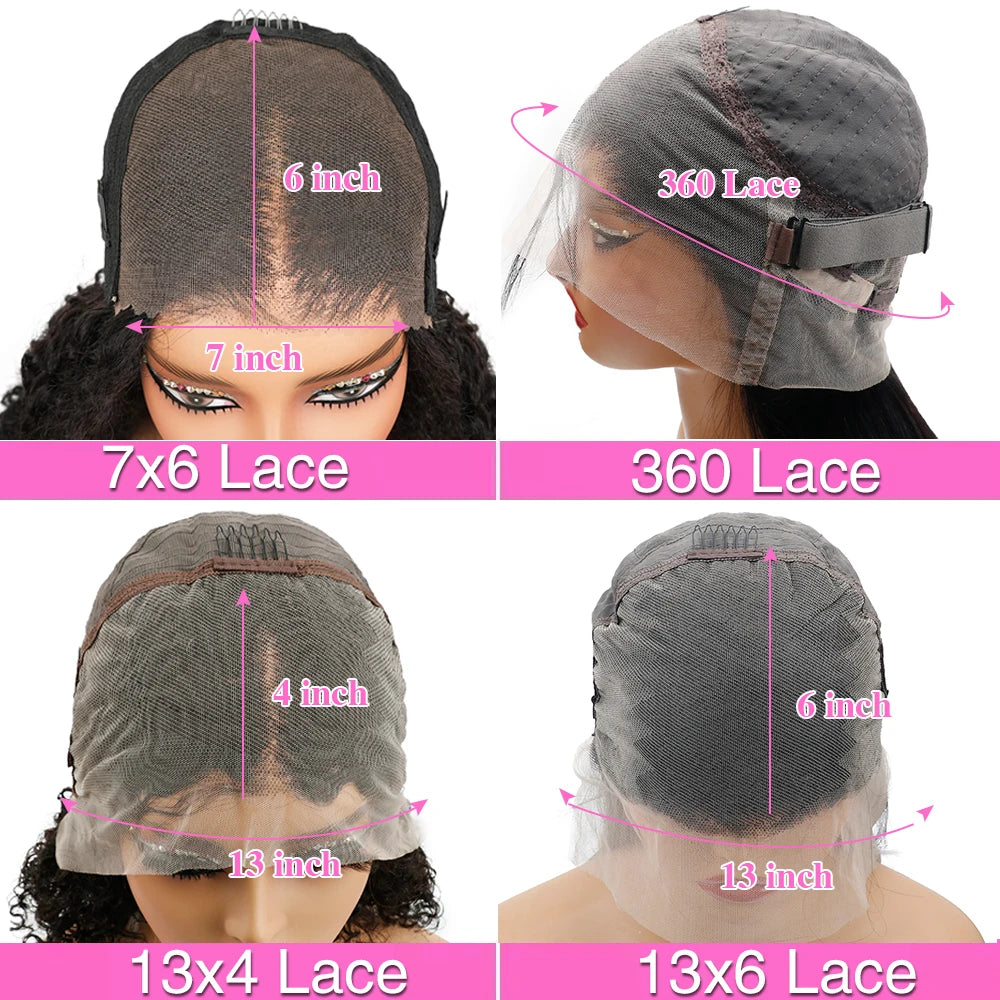 13x6 Glueless Lace Front Wigs Human Hair 7x6 Glueless Closure Wig Pre Plucked 13x4 HD Lace Frontal Burmese Curly Wig 220 Density