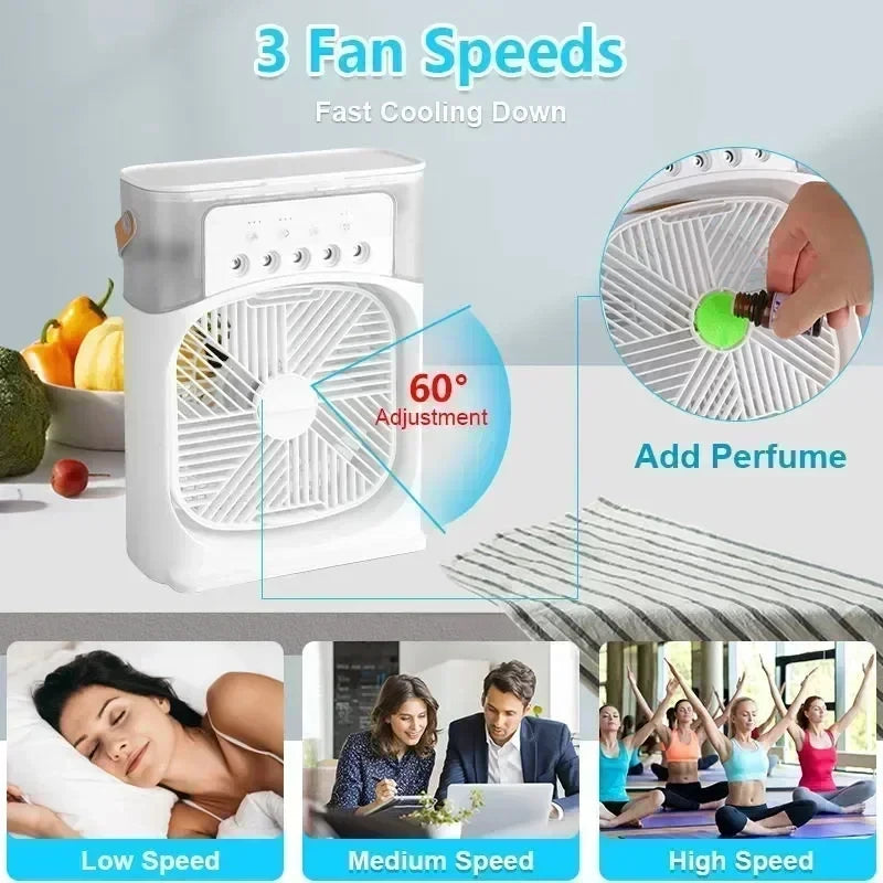 Home Portable Fan Air Conditioner: 3-in-1 Design with Humidifier USB Electric LED Night Light Household Small Air Cooler 2026