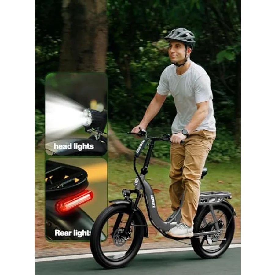 Electric Bike for Adults 1200W Peak Motor Folding 20x3 Fat Tire E-Bike 48V 10.4Ah Battery Step-Through Cargo Fold Ebike NFC Unl
