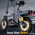 14 Folding Electric Bike for Adults with 1500W Peak Motor 20MPH Max Speed 48V 16Ah Removable Battery 35/62 Miles Max Range UL 2