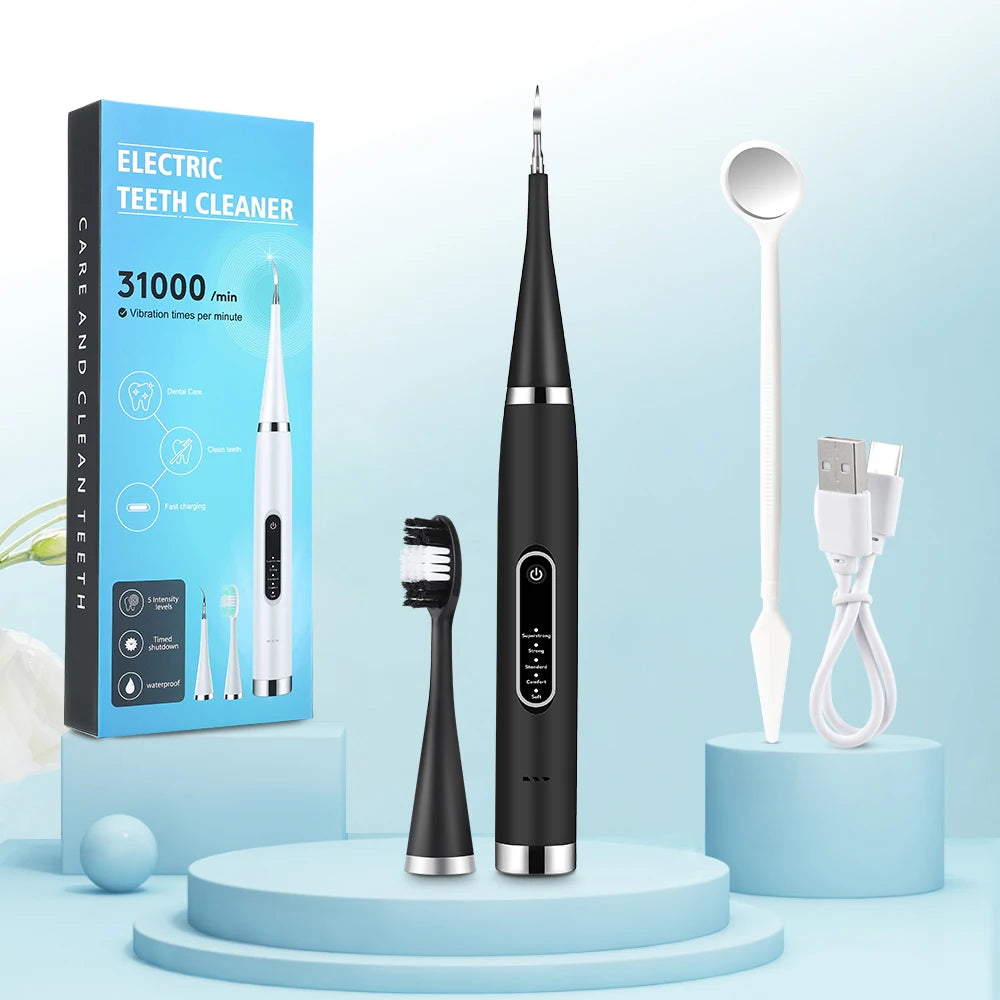 Portable Electric Sonic Dental Scaler Tooth Cleaner Calculus Stains Tartar Remover Dentist Teeth Whitening Oral Care Kit Tools