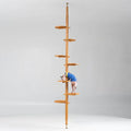 Square tray rotatable shelf Mid-style telescopic floor-to-ceiling bookshelf multi-functional solid wood
