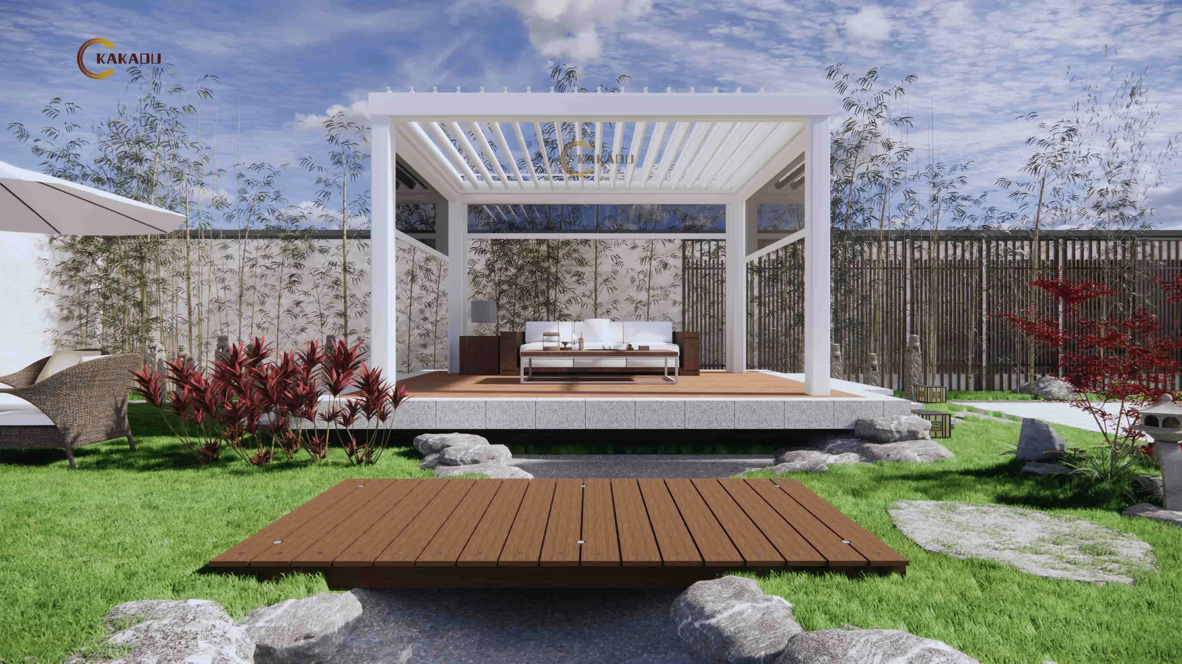 KAKADU Patio Automatic Smart Cover Louver Roof System Waterproof Powder Coated Garden Aluminium Outdoor Motorized Pergolas