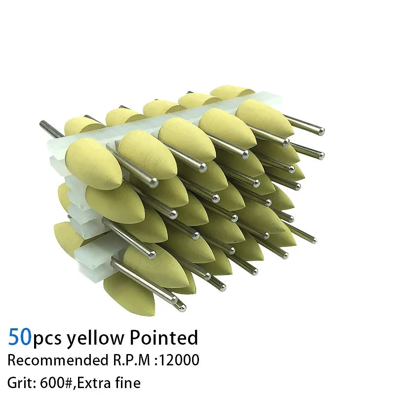 50pcs/bag Dental Polisher Accessories Kit 2.35mm Silicone Rubber Polishers Burs Teeth Whitening Dental Supplies 12Types Optional