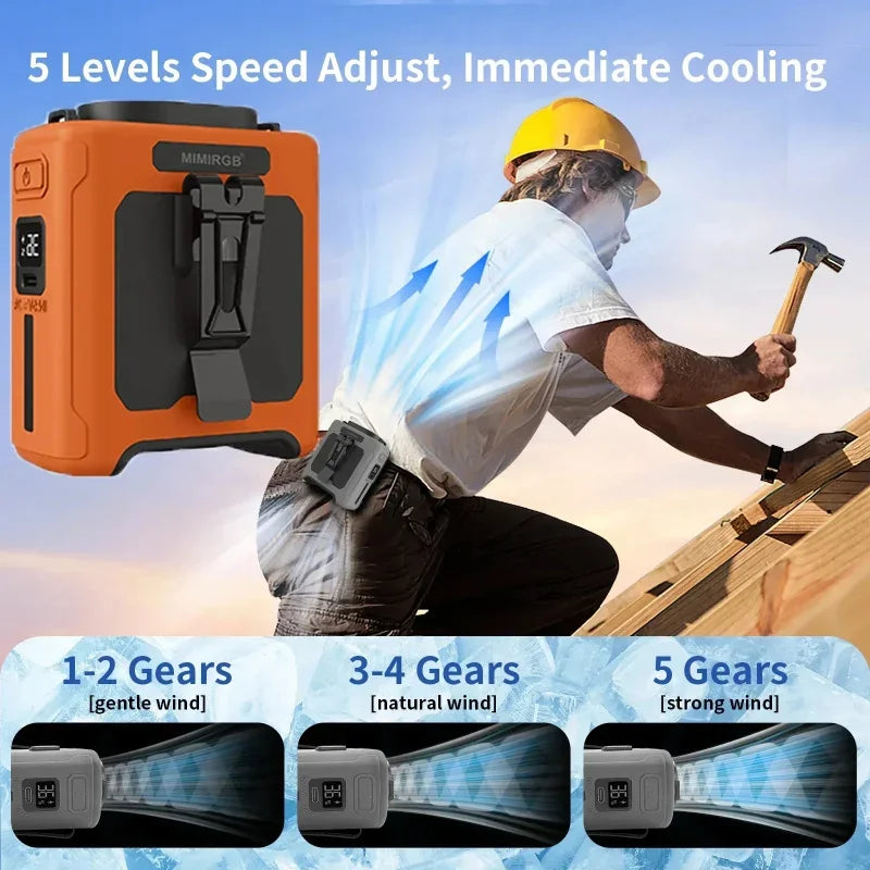 2026 Portable Waist-hanging Fan High-speed Portable Waist-clip Outdoor Construction Site Cool Down USB Mini Neck-hanging