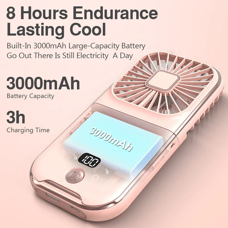 Mini Usb Rechargeable Fan Foldable Neck Hanging and Desktop Dual Use Fan for Home and Outdoor Cooling