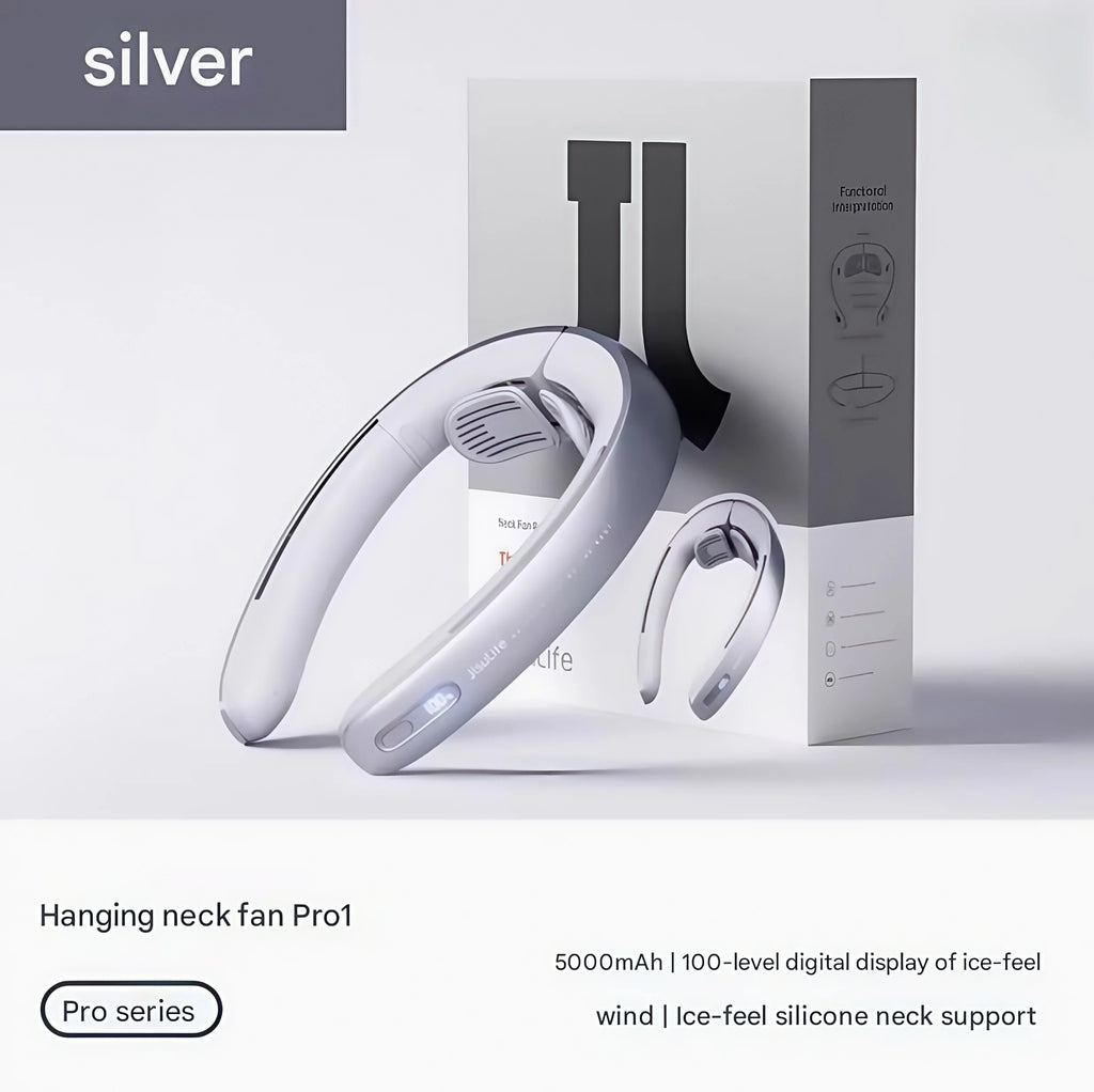 Small fan portable small USB charging mini lazy neck hanging neck leafless turbine light sound wearable adjustable