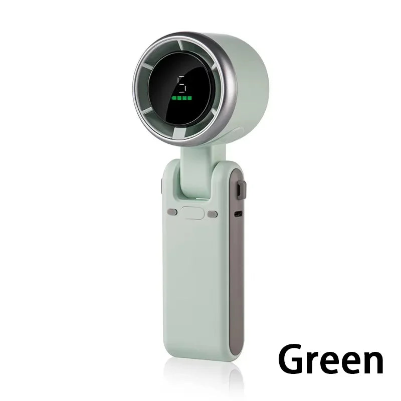 2025 New Hanging Neck Outdoor 180 Degree Folding Desktop Mini Fan Hand-held Folding High-speed Powerful Turbo Fan Outdoor Use