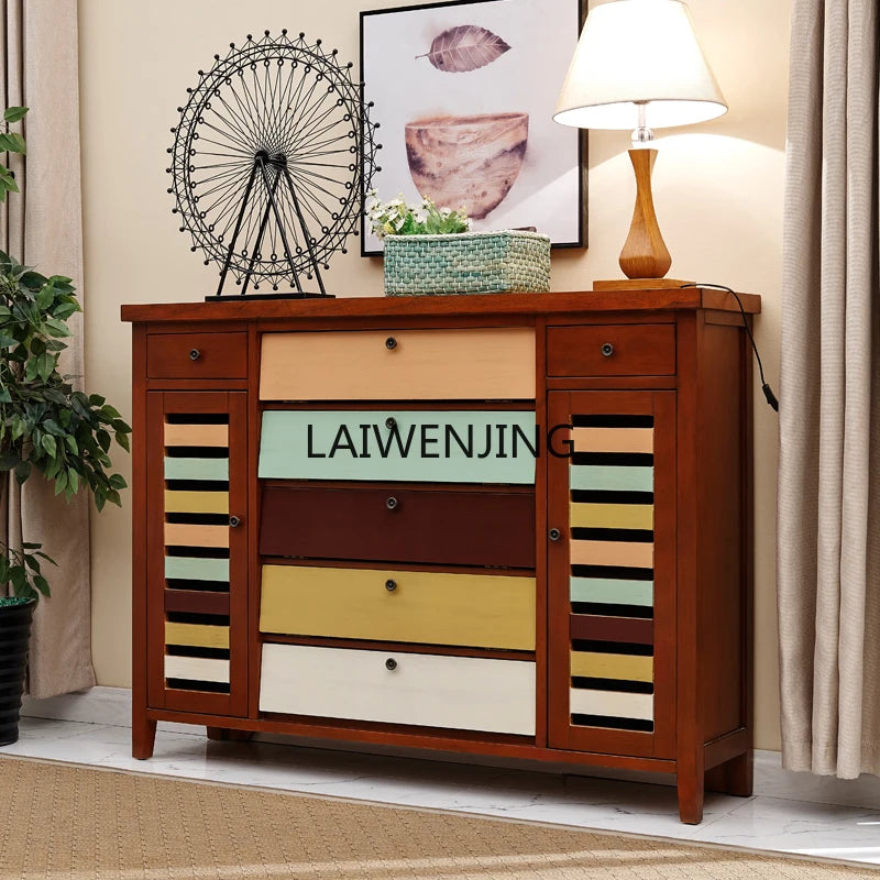 XL  American country shoe cabinet solid wood living room porch cabinet multi-functional locker