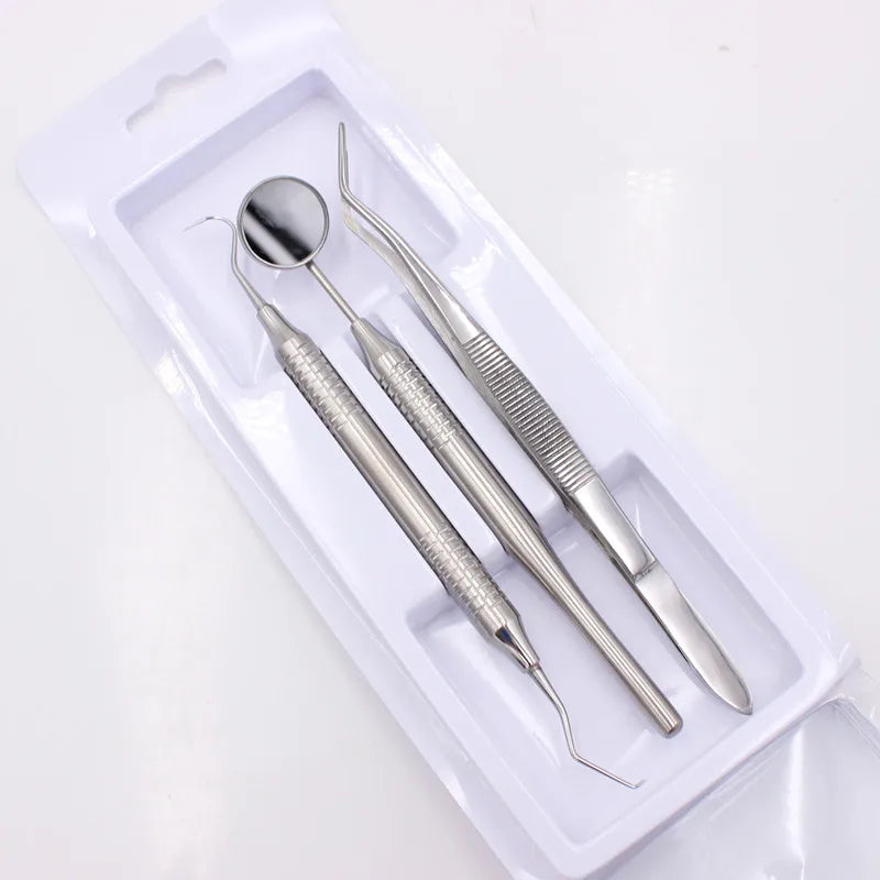 3pcs/pack Stainless Steel Dental Tools Kit Dentistry Lab Mouth Mirror Dentists Pick Tool Teeth Scaler for Teeth Whitening Kit