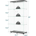 4-Shelf Double Door Lockable Glass Display Cabinet, 5mm Tempered Glass Floor Standing, Suitable for Living Room, Bedroom, Office