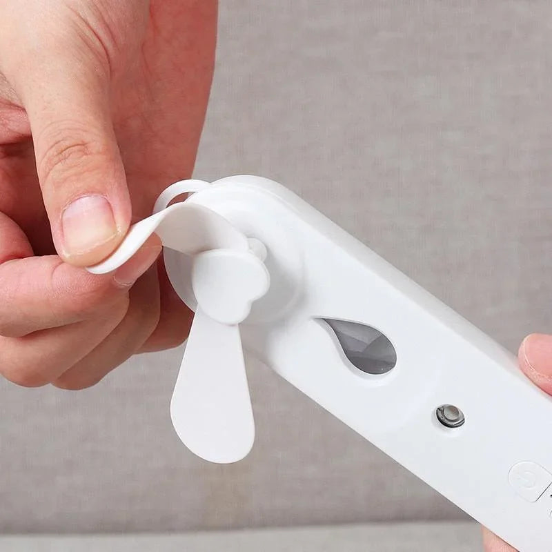 Portable 2in1 Mini Fan Humidifier USB Rechargeable Handheld Fan Water Spray Mist Face Steamer Air Purifier Home Essential