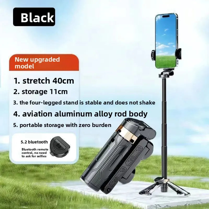 JC25 Mini Extendable Selfie Stick Tripod 4 Feet Foldable Travel Phone Camera Holder with Bluetooth Remote for Vlog Photography