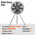 KINSCOTER 10000mAh Outdoor Camping Fan, 11inch Large Ceiling Fan with LED Lighting, Multifunction Air Circulator Cooler Fan