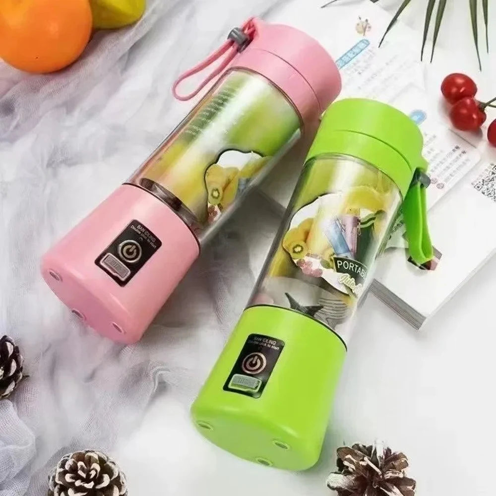 Portable USB Charging Electric Juice Extractor Cup Automatic Mini Juicer with 6 Leaf Blade Head Rechargeable Fruit Blender Cup f
