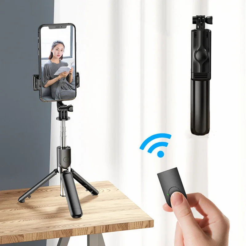 Portable Tripod for Mobile Phone Selfie Stick With Remote Control Telescopic Phone Bluetooth Stick For Huawei iPhone 13 Android