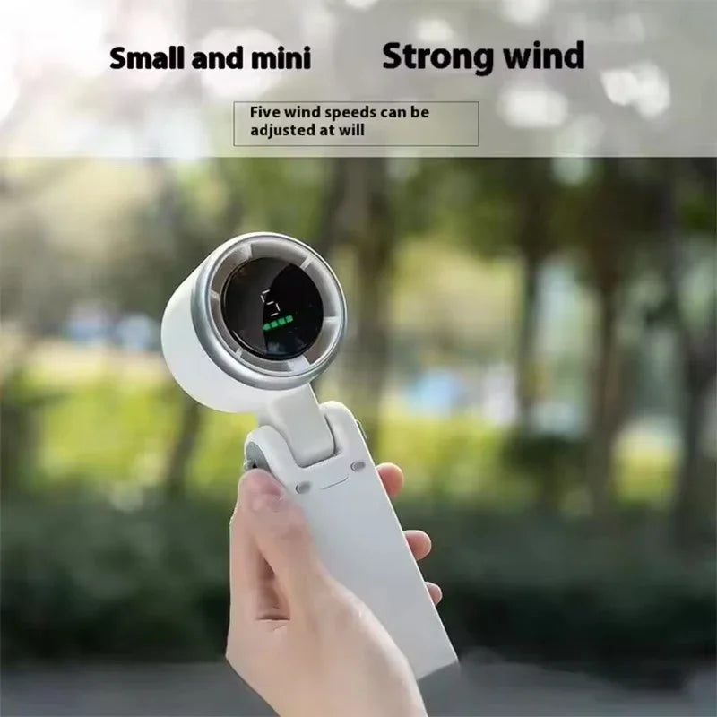 2025 New Hanging Neck Outdoor 180 Degree Folding Desktop Mini Fan Hand-held Folding High-speed Powerful Turbo Fan Outdoor Use
