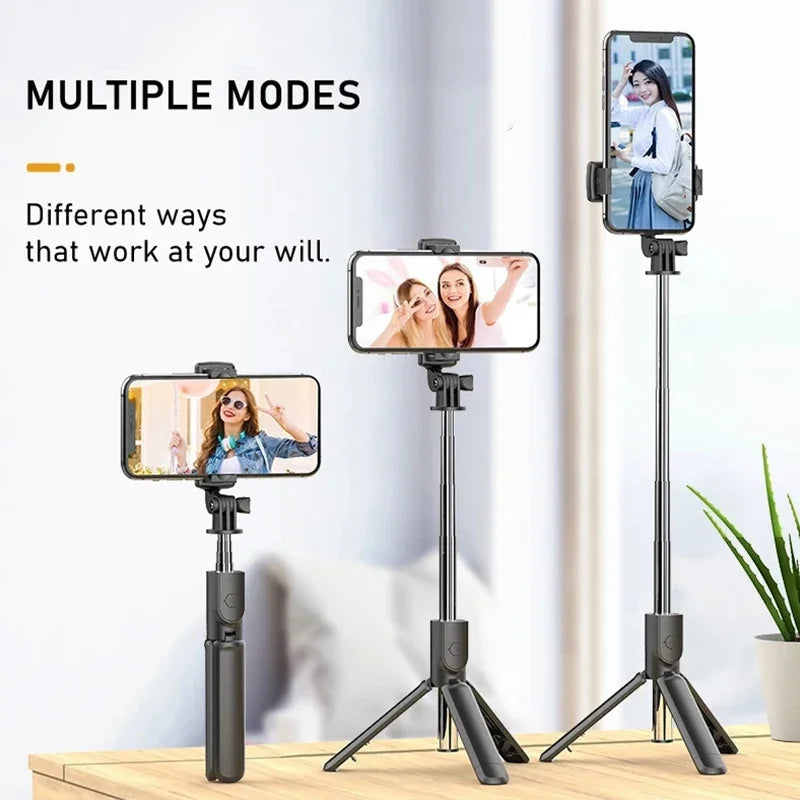 Portable Tripod for Mobile Phone Selfie Stick With Remote Control Telescopic Phone Bluetooth Stick For Huawei iPhone 13 Android