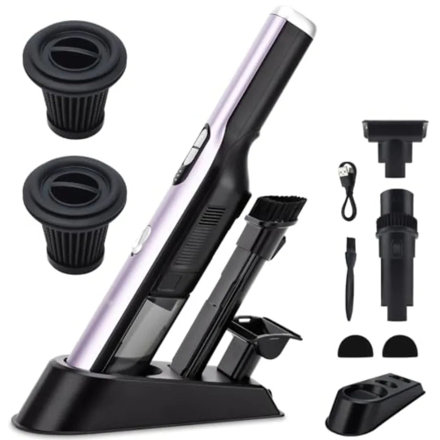 Handheld Vacuum Cordless Car Vacuum Cleaner 18KPa High-Power Suction Portable Hand Vac with Washable HEPA LED Light Storage Doc