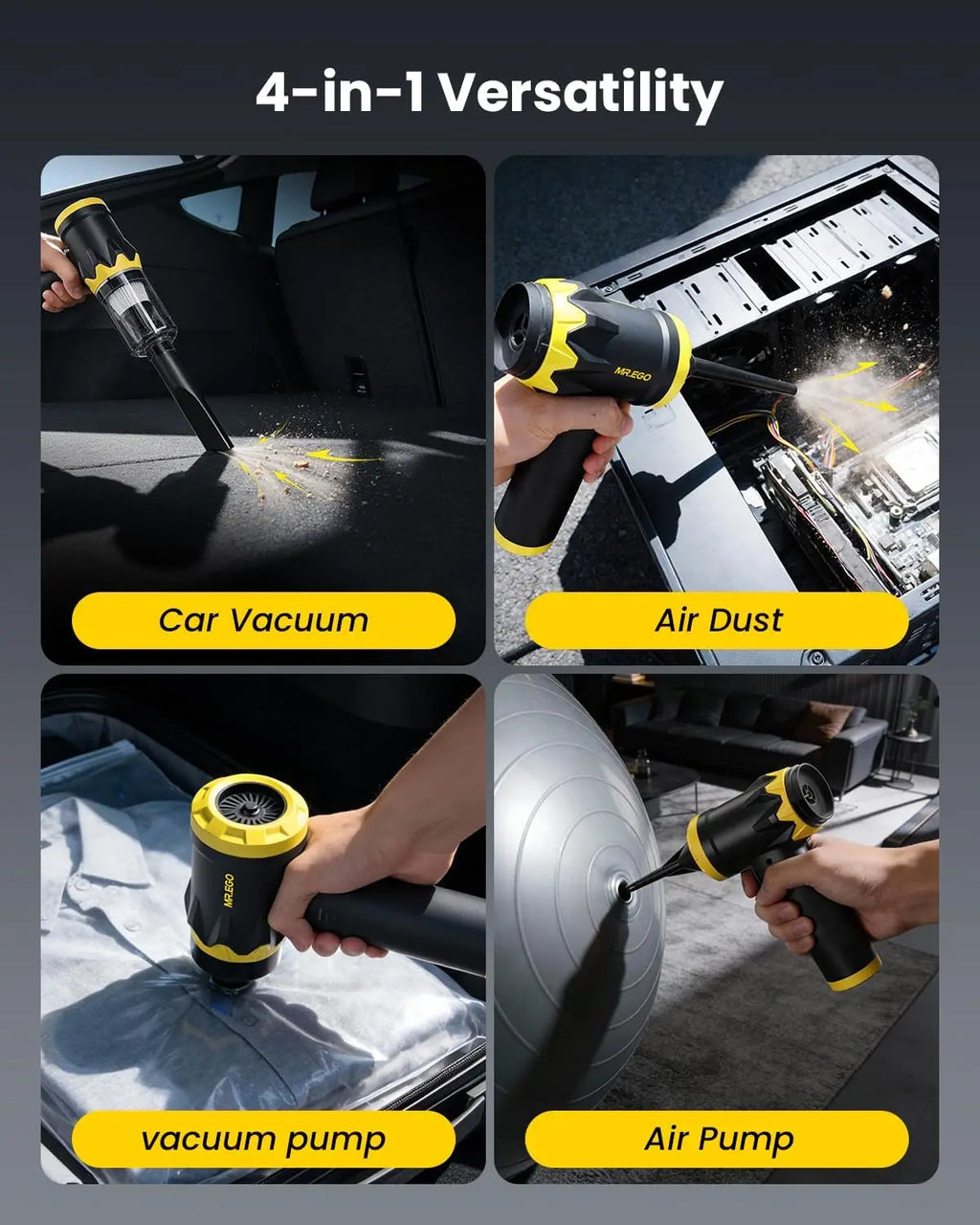 Portable Cordless Handheld Vacuum Cleaner, 18500Pa Suction, 4-in-1 Multi-Function for Car Home Desk Cleaning