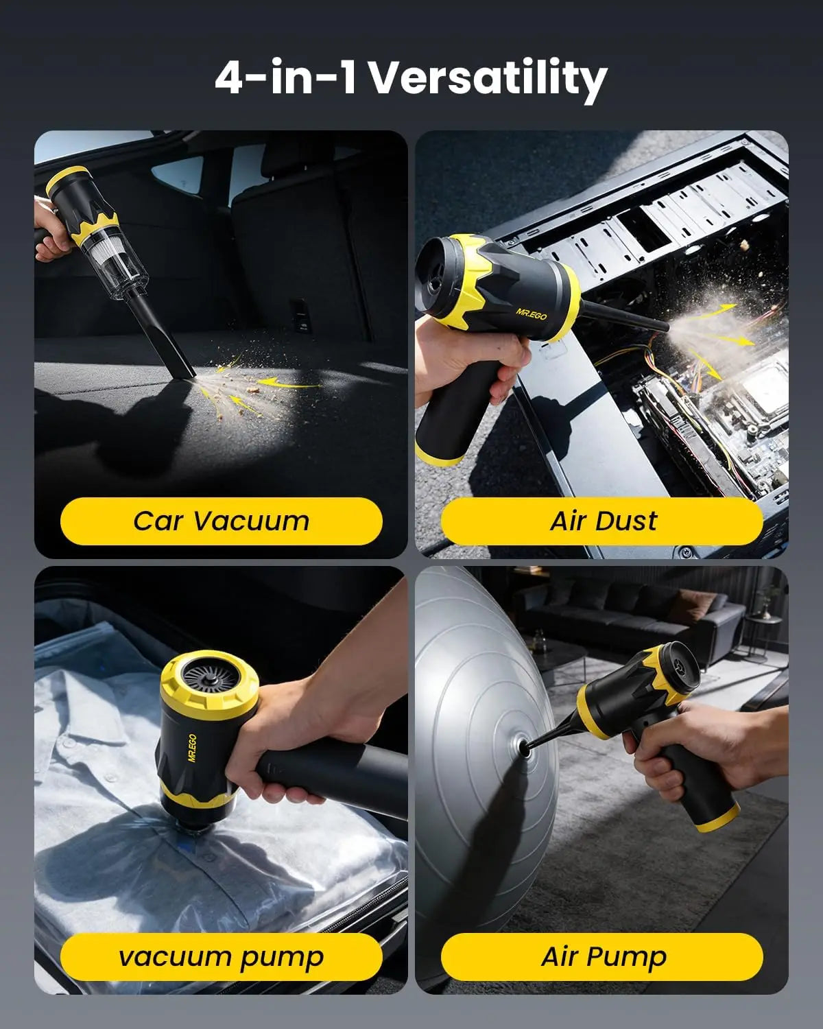Portable Cordless Handheld Vacuum Cleaner, 18500Pa Suction, 4-in-1 Multi-Function for Car Home Desk Cleaning