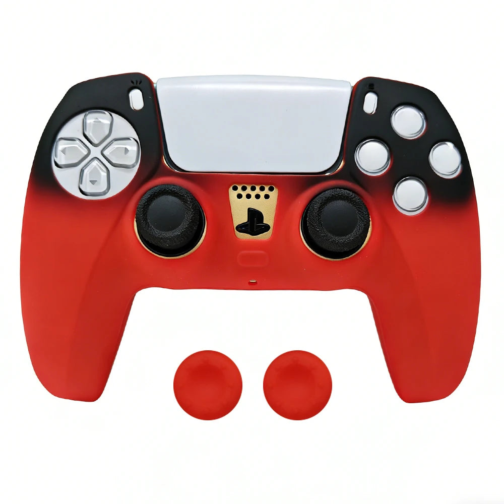 Controller Skin Shell for PS5 Controller Silicone Cover Case with Rubber Thumb Grip Gaps Touch Pad Sticker For PS5 Fit In Dock