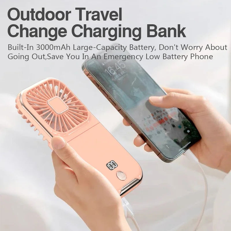 Mini Usb Rechargeable Fan Foldable Neck Hanging and Desktop Dual Use Fan for Home and Outdoor Cooling