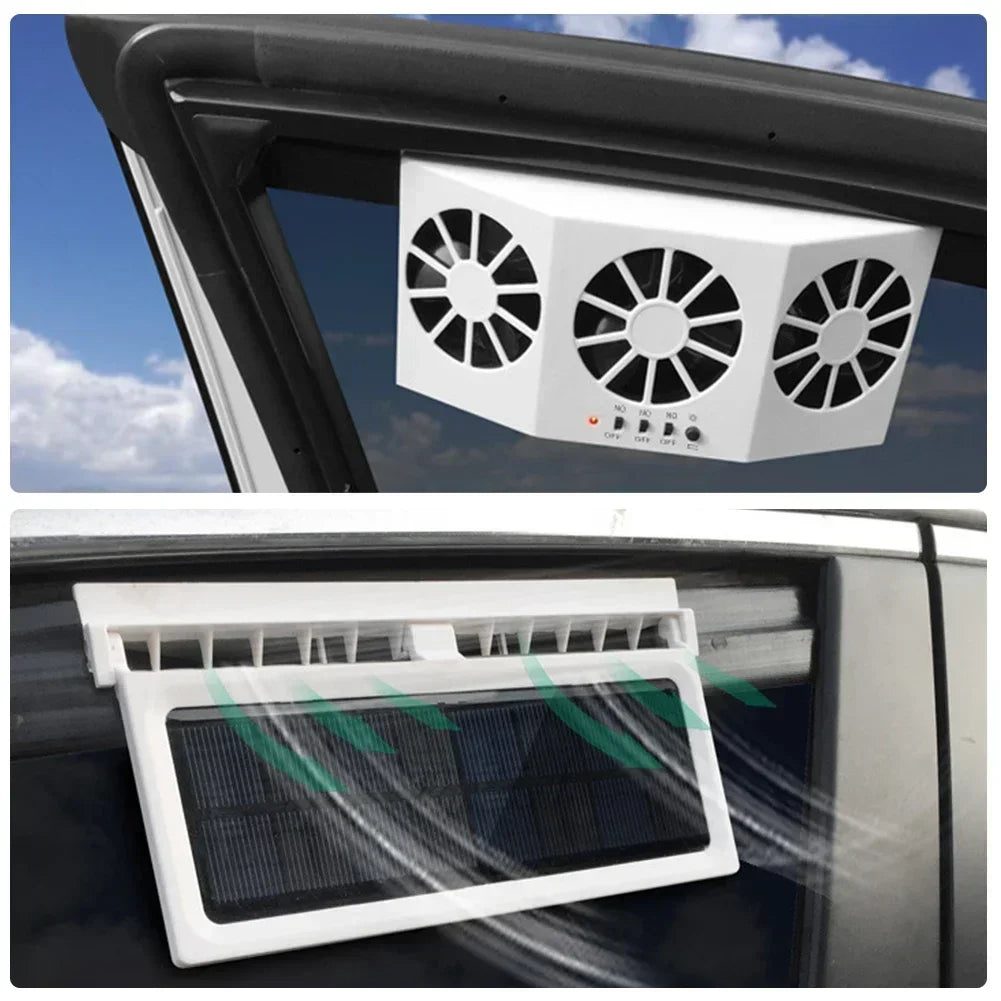 Car Exhaust Fan USB Rechargeable/solar Air Circulation Cooling and Heat Dissipation High Wind Power 2/3 Head Ventilation Fan