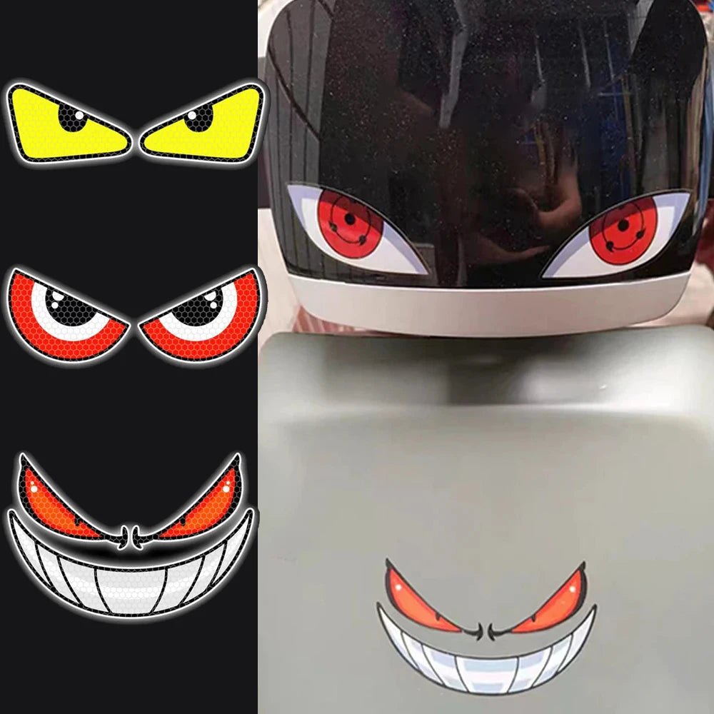 Motorcycle Body Stickers Electric Bike Head Decorative Sticker Devil Eyes Halloween Atmosphere Decal Universal for Car Motorbike