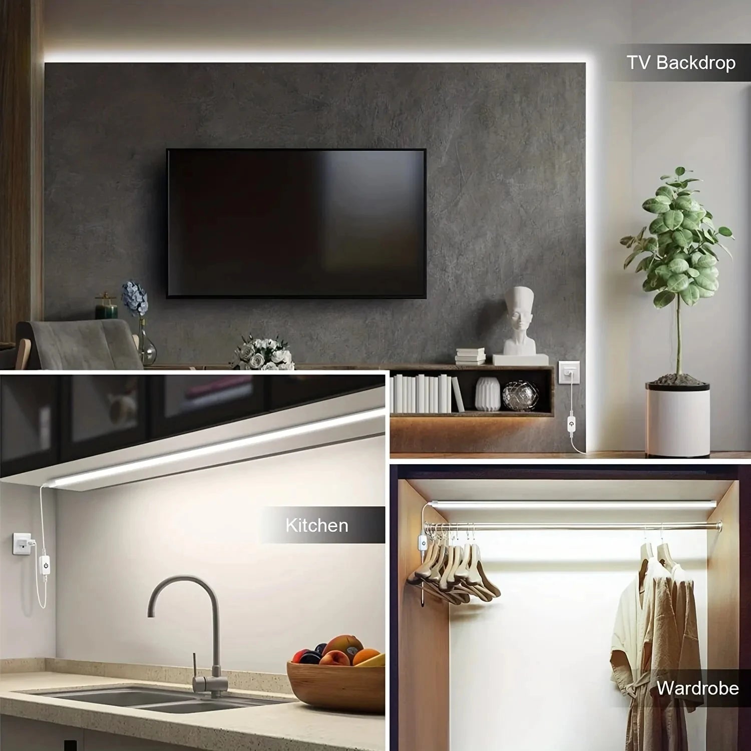 5V USB Touch Sensor LED Neon Strip Light Dimmable Flexible Silicone Tape Light Home Decor for Kitchen Living Room Bedroom Closet