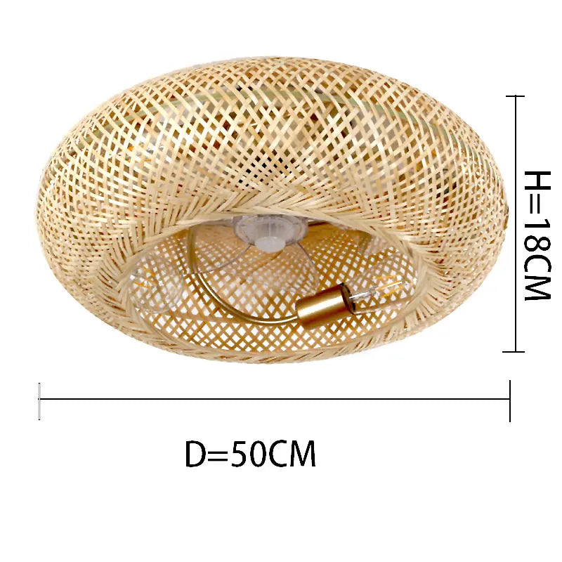 Bamboo Ceiling Fan Fans With Lights Remote Control Bedroom Decor Ventilator Lamp 50cm Air Invisible Blades Retractable Silent