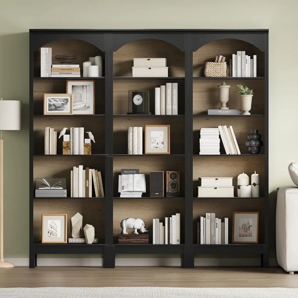 Arched Bookshelf with 5 Tier Open Shelves, 71" Tall Wood Bookcase with Adjustable Shelves, 24" Wide Floor Standing, Customized