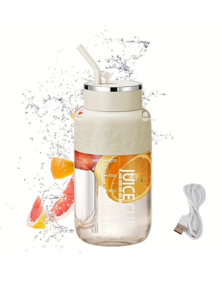 1200ml Electric Fruit Juicer 14 Blade Portable Home USB Rechargeable Sports Bottle Juicing Cup Mixer for Shakes and Smoothies